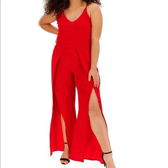 Simply Be Pants - Red Split Leg Jumpsuit 🔥NWT🔥